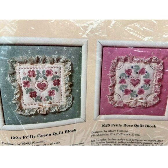 The Creative Circle 1024 Frilly Green & 1025 Frilly Rose Quilt Block Kit - Picture 2 of 4